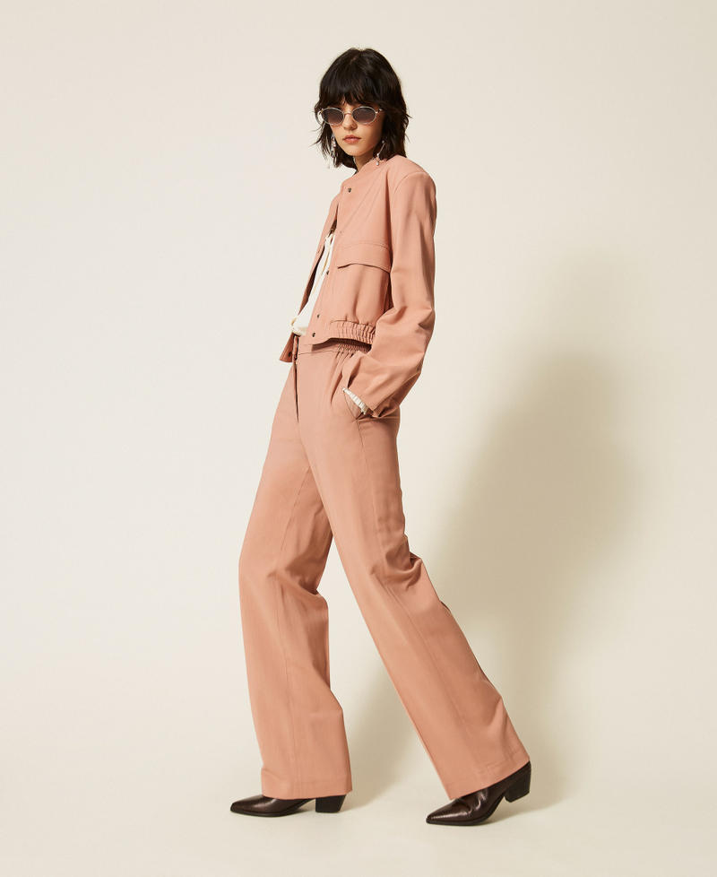 Straight twill trousers with pockets Dusty Pink Woman 262TP268G_00916_02