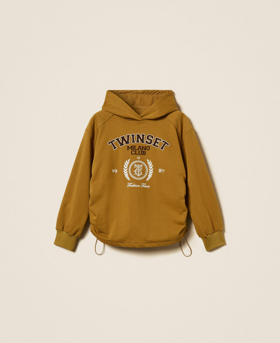 Hoodie with logo print Shiny Oil Woman 262LI2GEE_13450_S0