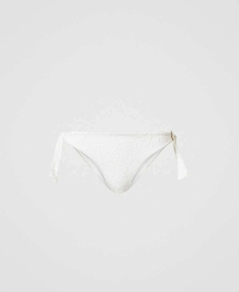 Bikinitanga aus Jacquard mit Schleifen Sugar Wei&szlig; Frau 251LMMB88_00632_S0