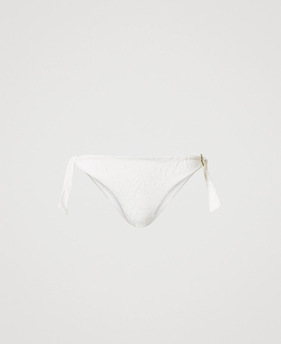 Bikinitanga aus Jacquard mit Schleifen Sugar Wei&szlig; Frau 251LMMB88_00632_S0