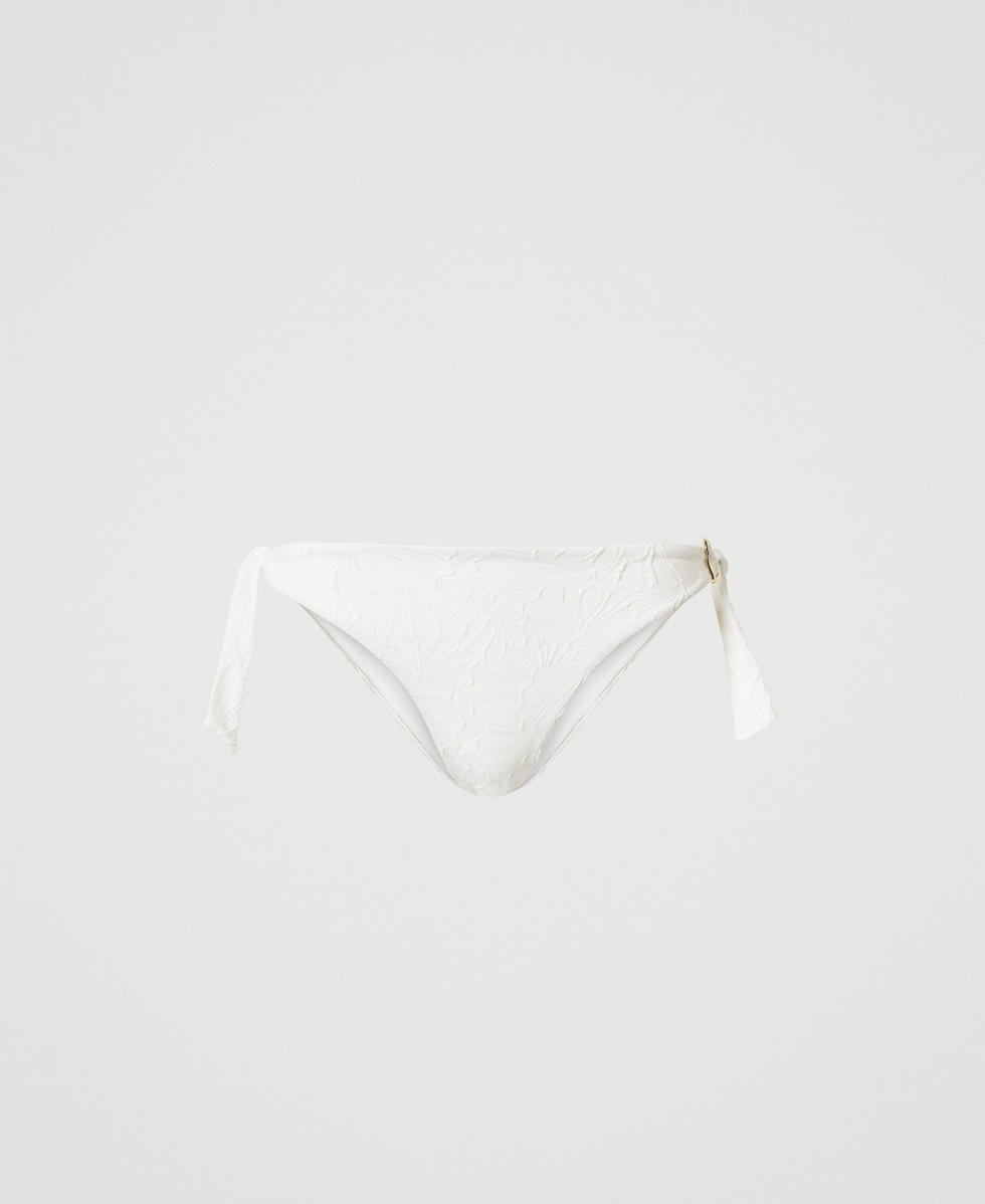 Jacquard bikini thong bottoms with ties