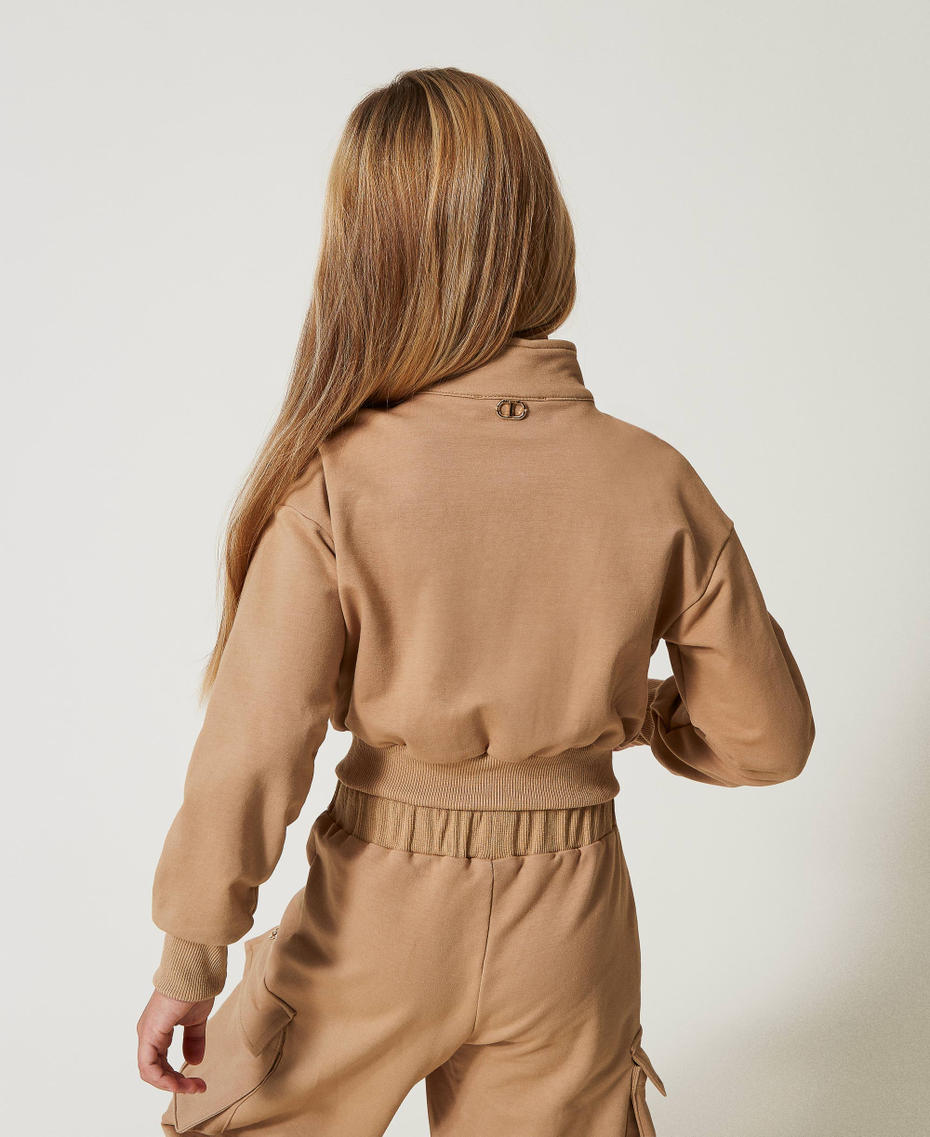 Bomberjacke aus Sweatstoff mit Taschen Beige Hanf Mädchen 251GJ2585_00310_03