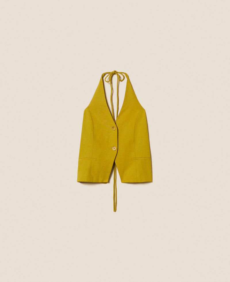 Chaleco halter de lino mixto Verde &laquo;Avocado Oil&raquo; Mujer 261TT2551_12117_S0