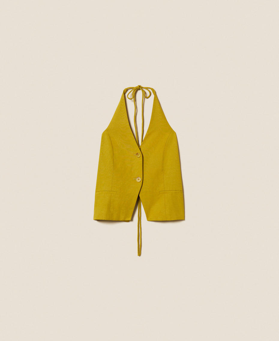 Chaleco halter de lino mixto Verde &laquo;Avocado Oil&raquo; Mujer 261TT2551_12117_S0