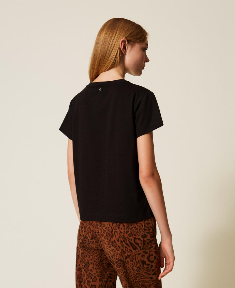 T-shirt avec broderie en nœud Noir Femme 252AP2020_00006_03