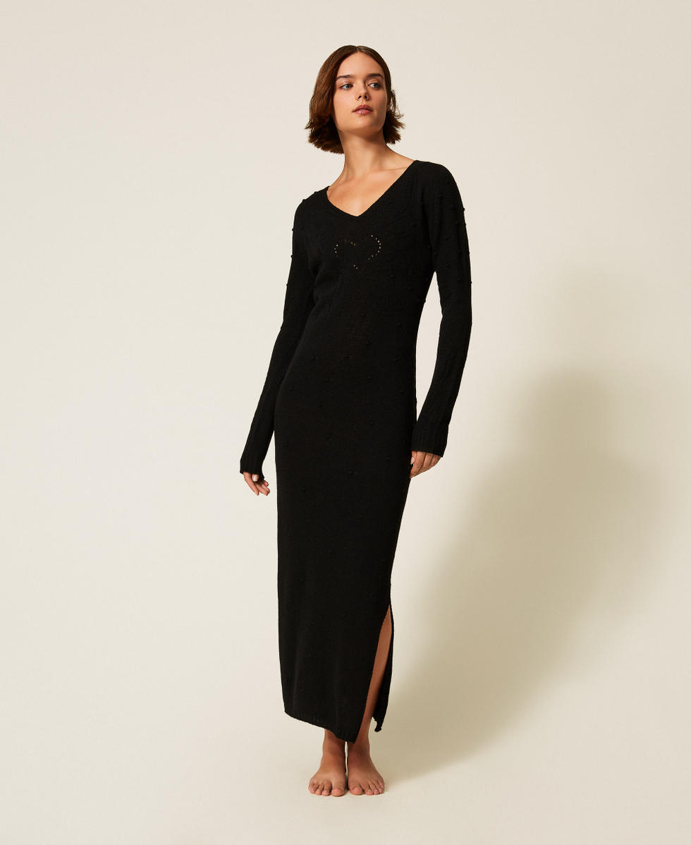 Maxikleid aus Treeblend-Garn Schwarz Frau 252TP3330_00006_01