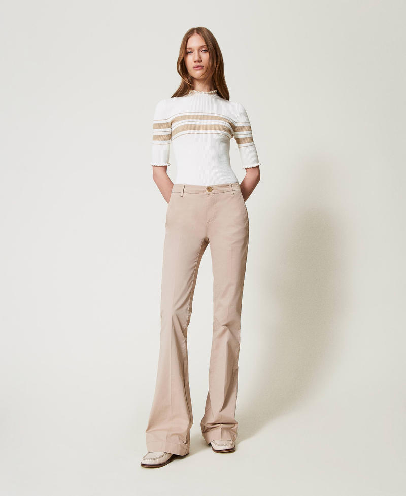 Flared twill trousers Rope Beige Woman 251TP2685_12145_02