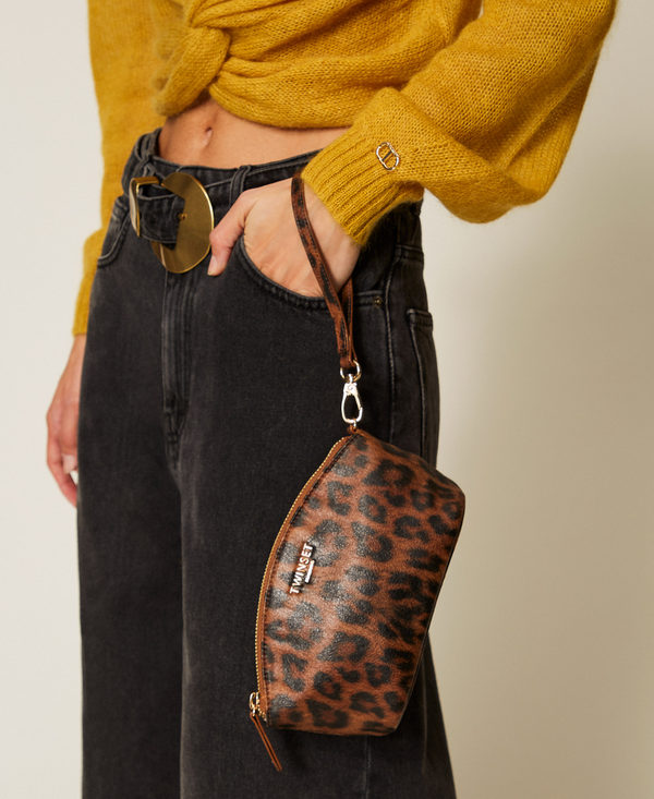 Dome beauty pouch with animal print