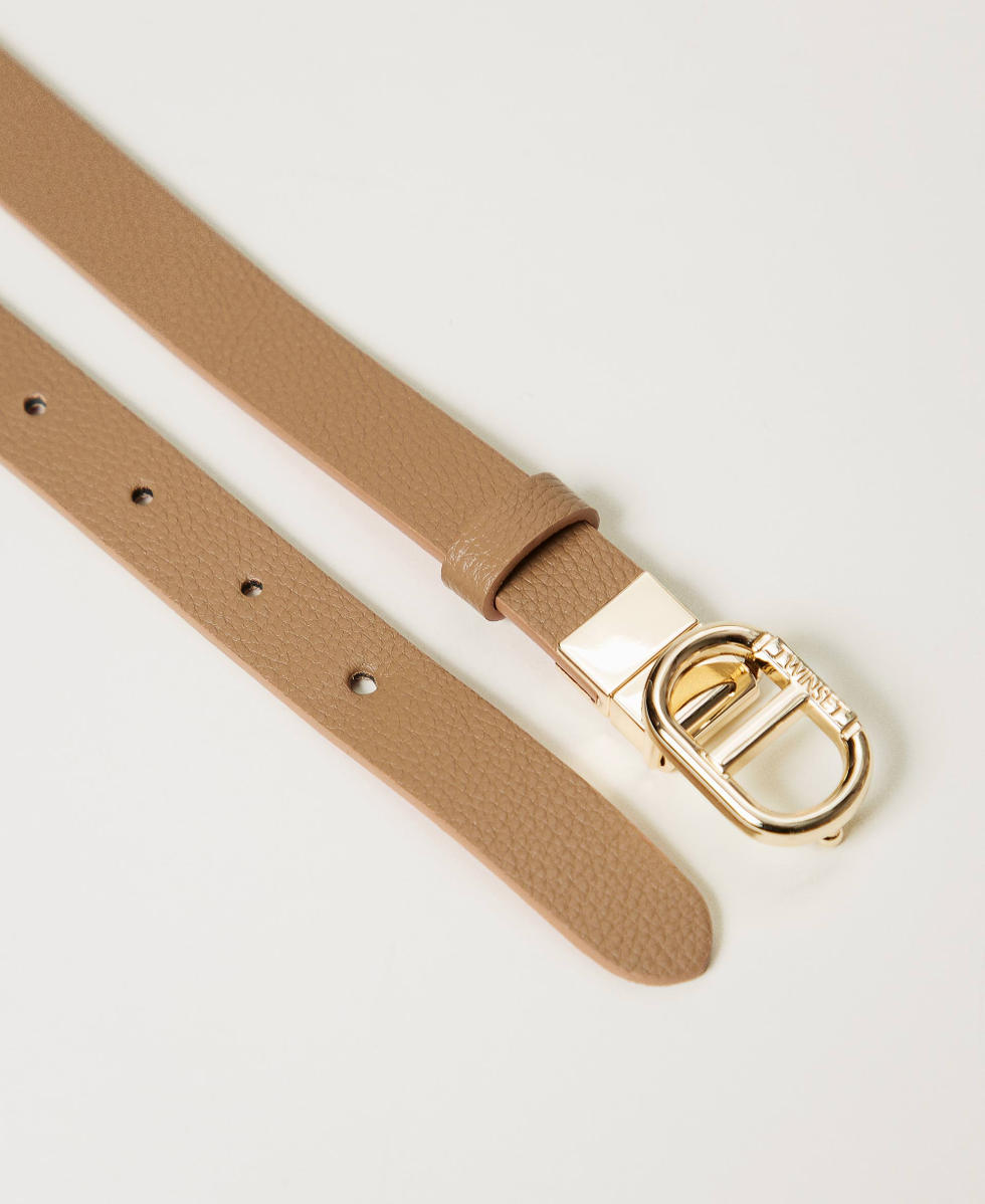 Ceinture réversible avec boucle Oval T Bicolore Beige « Rope »/Coralline Femme 251TA4100_12269_02