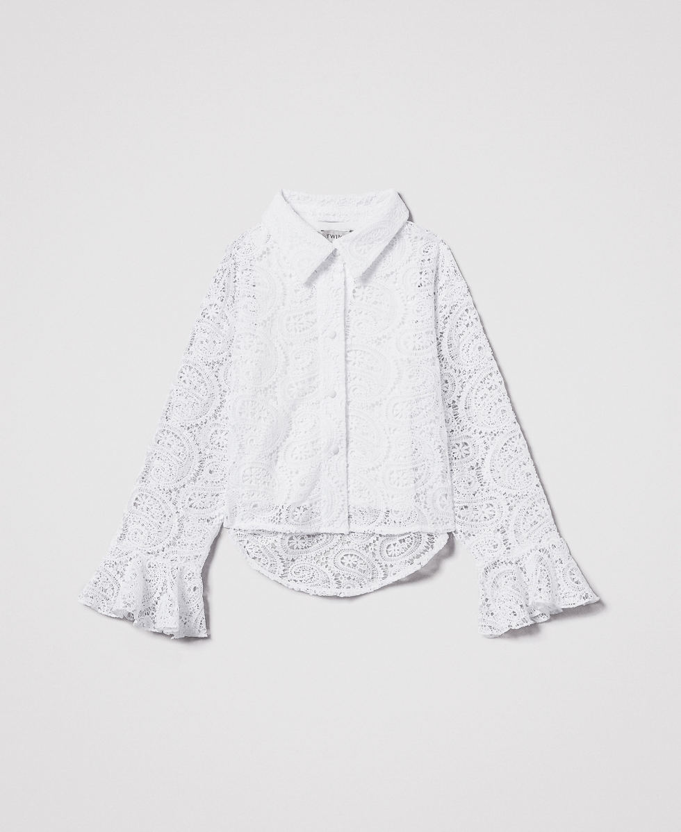 Macram&eacute; lace shirt "Ice" White Girl 251GJ2QR0_00808_S0