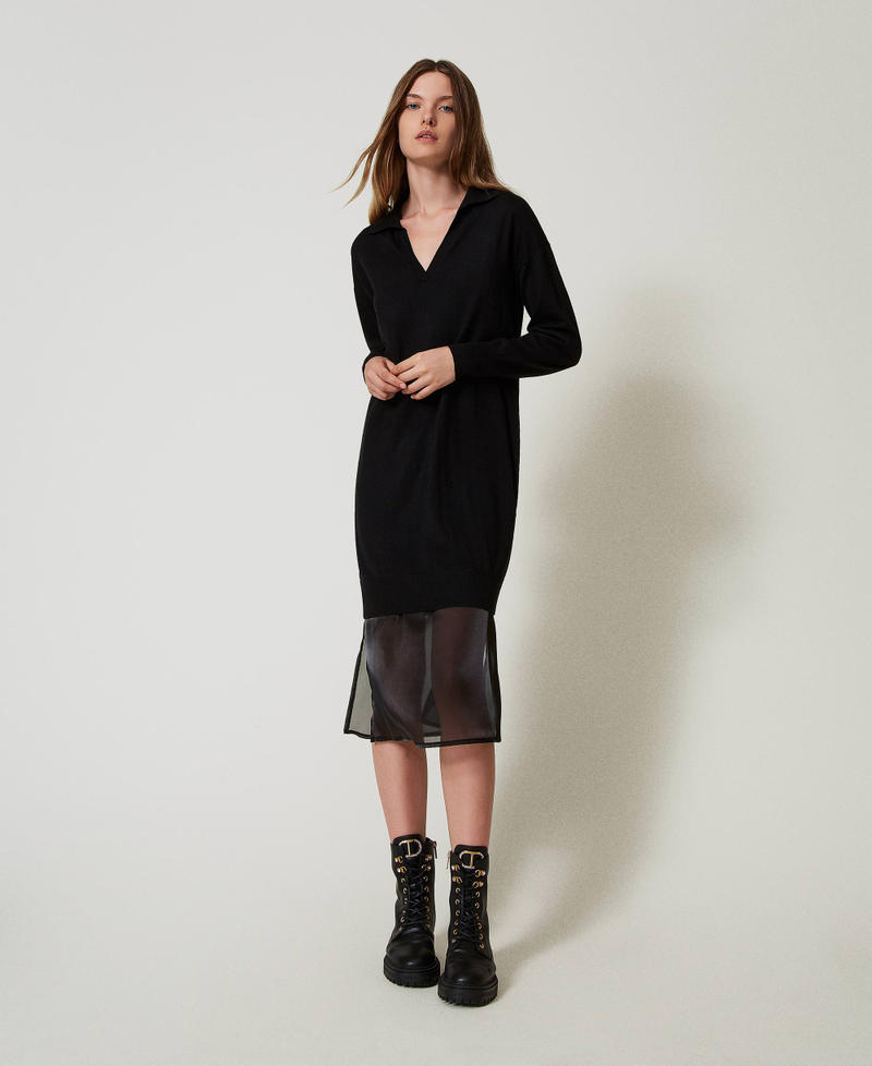 Knit midi dress with slip