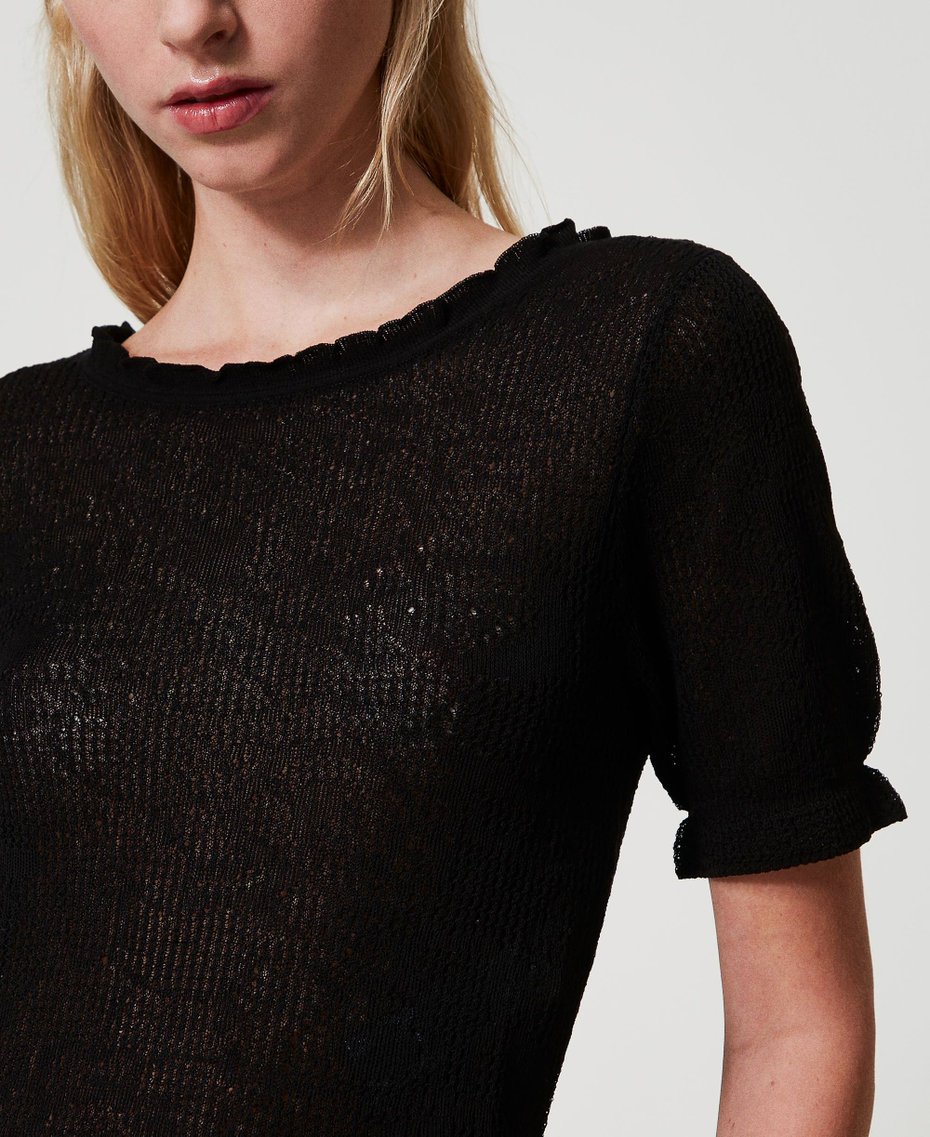 Dual-use floral jacquard top Black Woman 251AP3211_00006_03