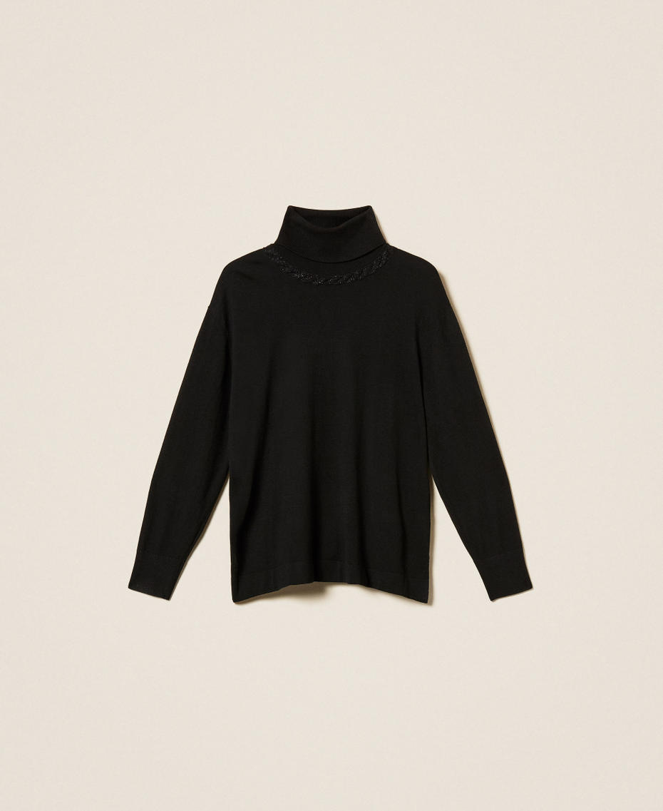 Maglia dolcevita lurex con treccia Nero Donna 252LL3NBB_00006_S0