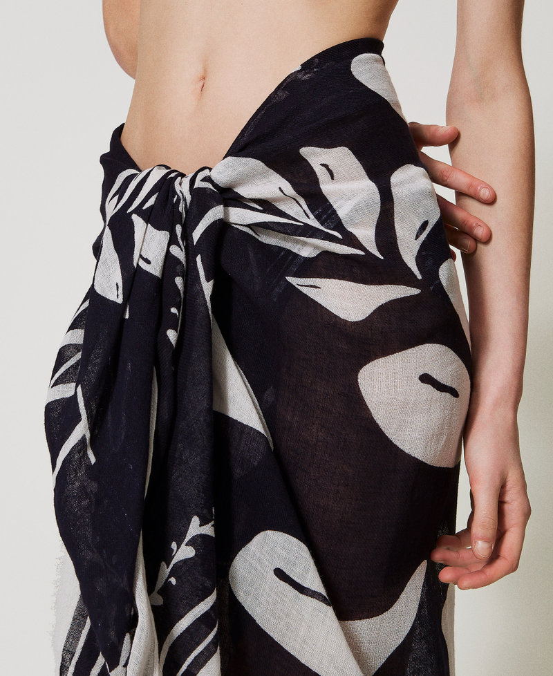 Par&eacute;o en lin m&eacute;lang&eacute; avec imprim&eacute; Imprim&eacute; Foulard Classic Blue/Sugar Femme 251LM5BDD_12380_04
