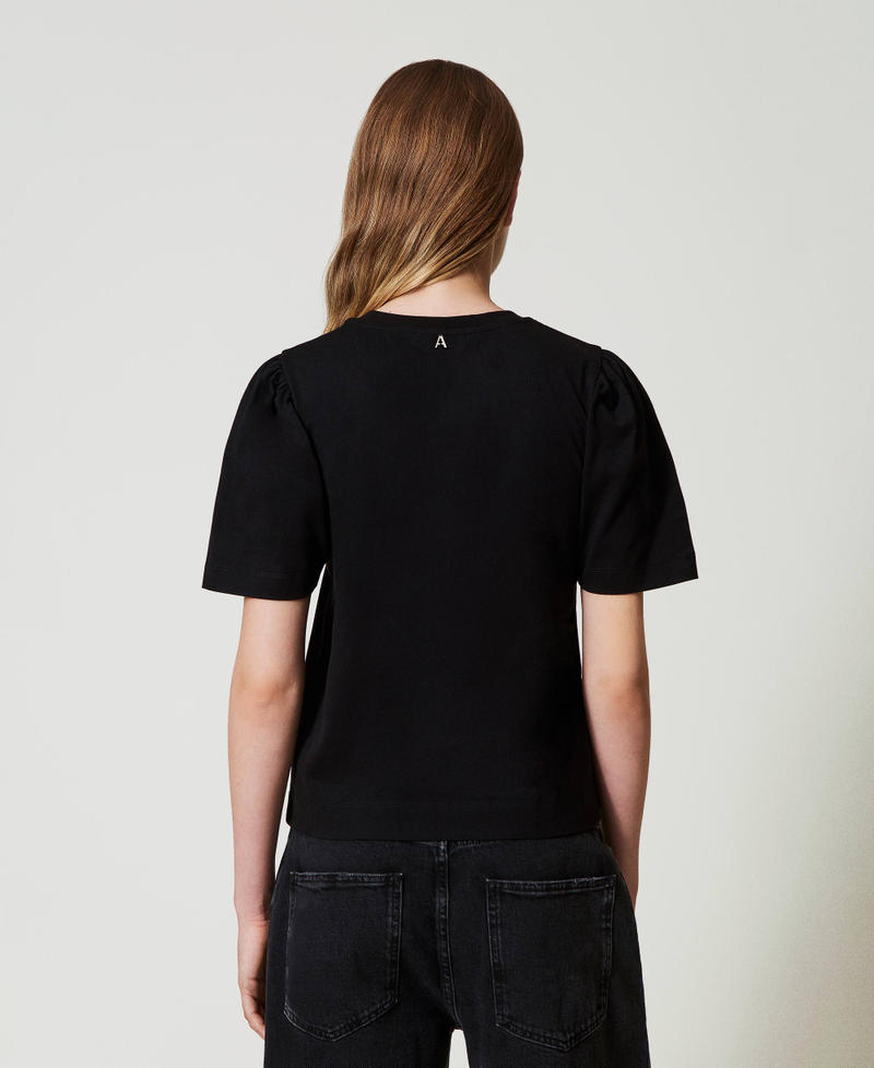 T-shirt with bow embroidery Black Woman 242AT2120_00006_03