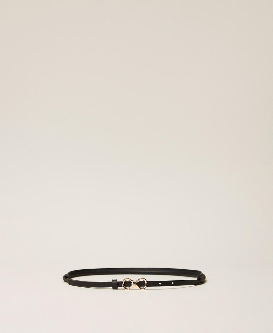 Lederg&uuml;rtel mit Logoschnalle Schwarz Frau 261TA4180_00006_01