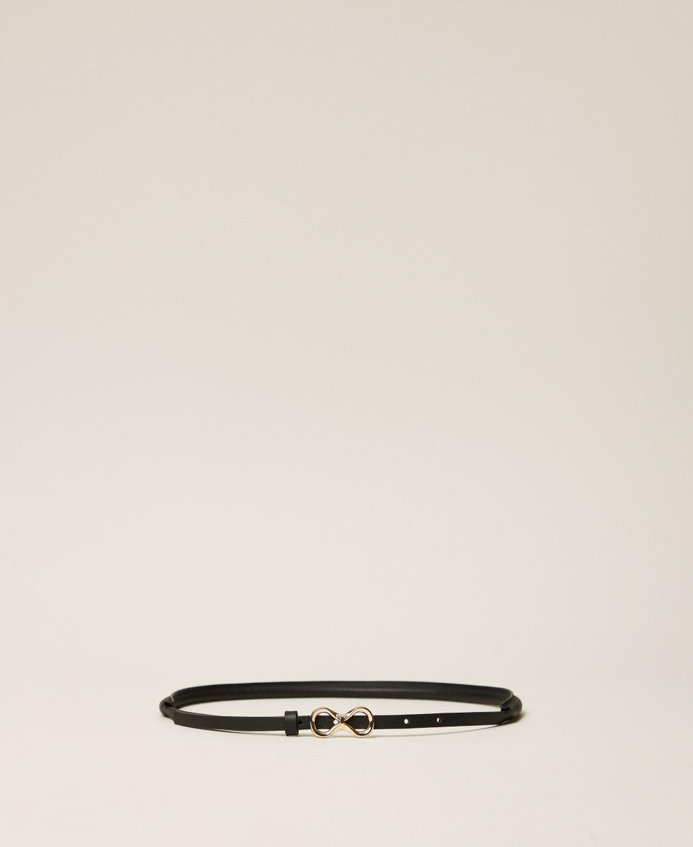 Lederg&uuml;rtel mit Logoschnalle Schwarz Frau 261TA4180_00006_01