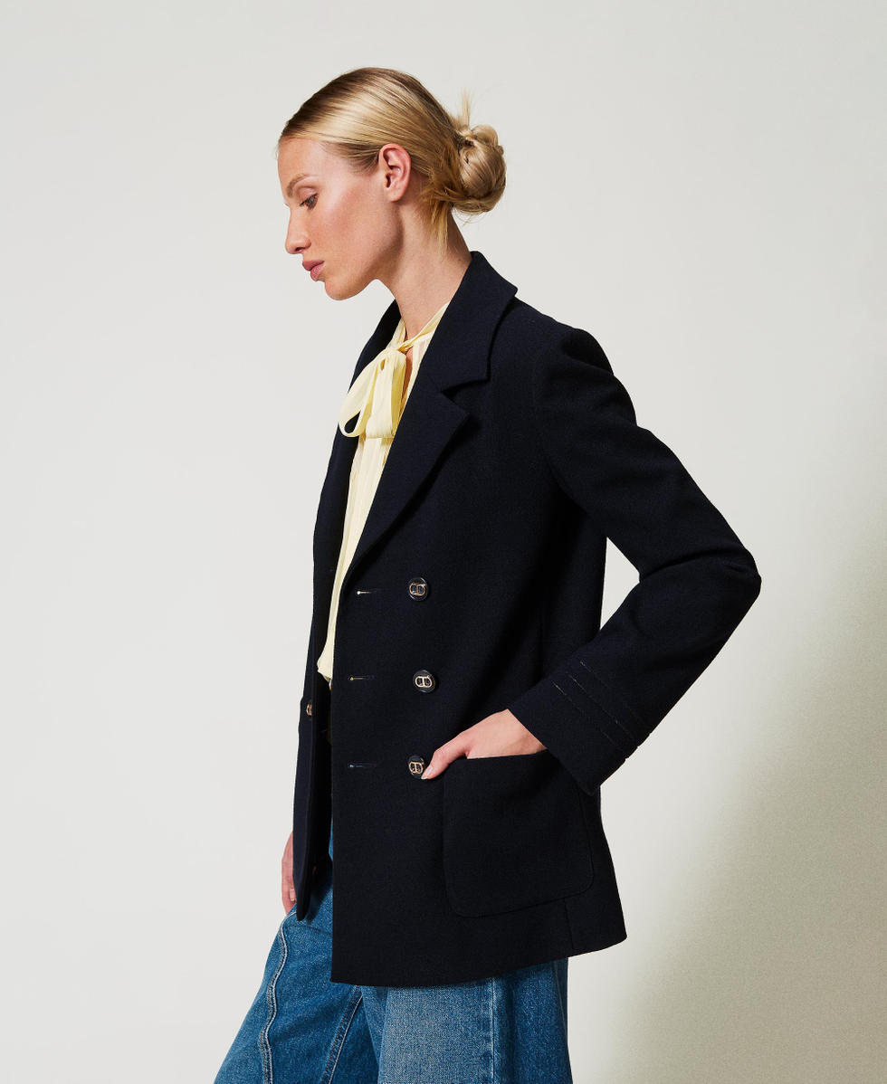 Giacca caban doppiopetto con ricami Blue Night Donna 251TP2040_00238_02