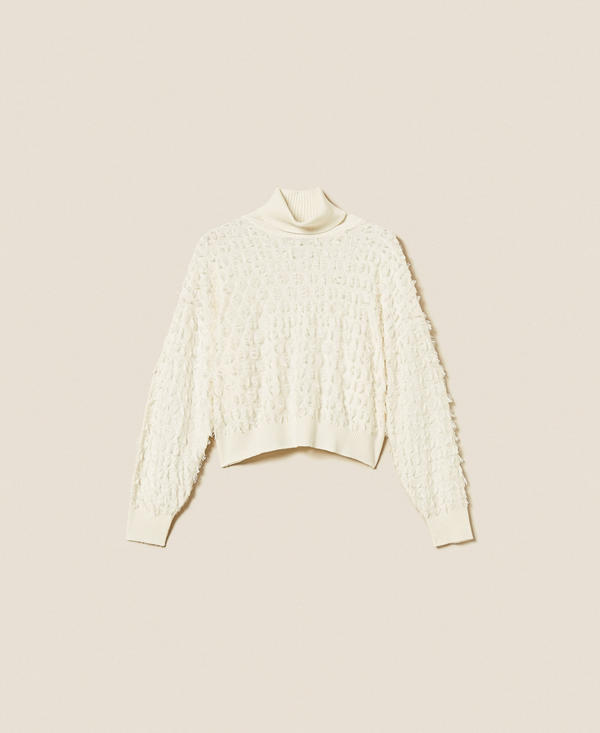 Pull col montant avec franges