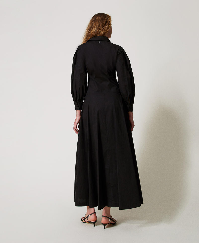 Long poplin shirt dress Black Woman 251AP2306_00006_02