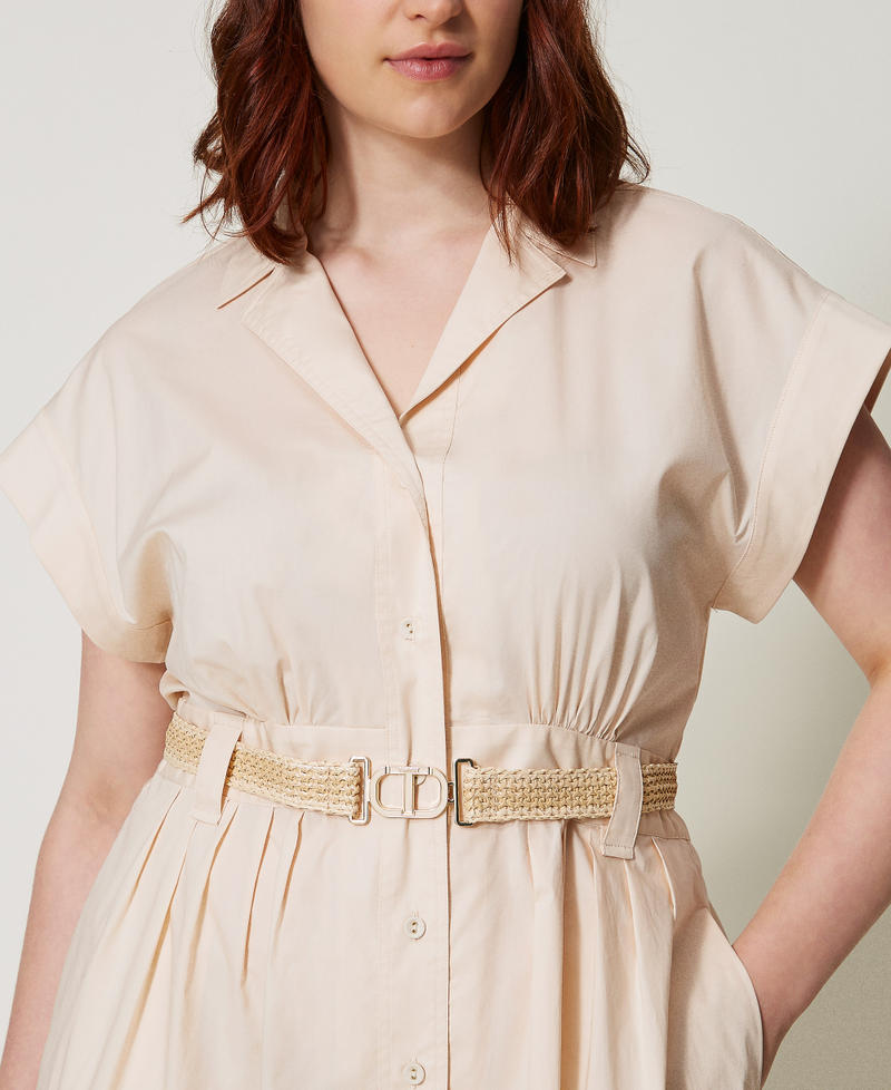 Midi dress in poplin with belt Pretty Pink Woman 251TT2102_12370_04