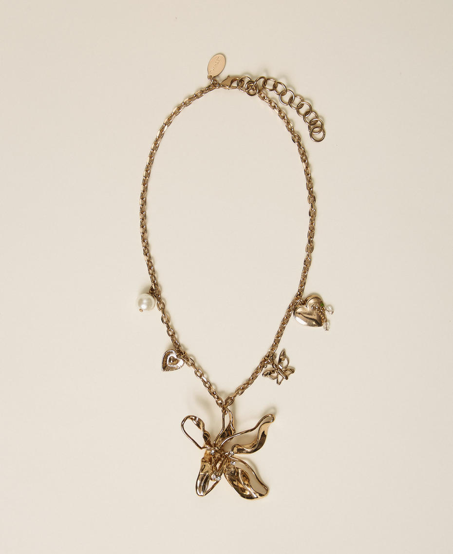 Necklace with maxi flower and pendants Old Gold Woman 261TA4022_12616_01