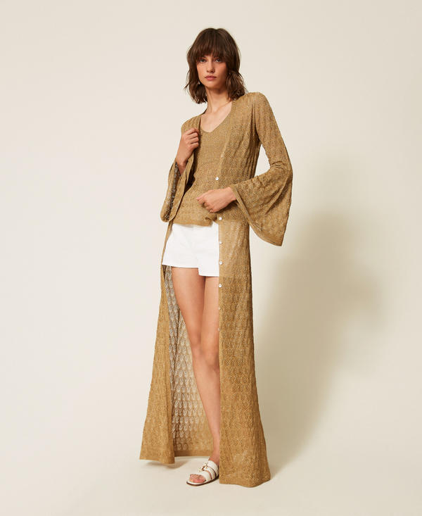 Langer Strick-Cardigan mit ausgestellten &Auml;rmeln
