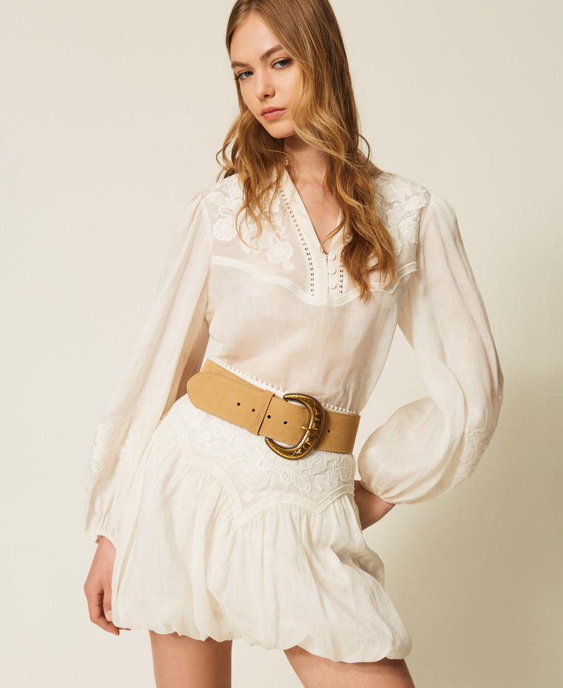 Ceinture en cuir velours Beige &laquo;&nbsp;Rope&nbsp;&raquo; Femme 261TO5400_12145_T0
