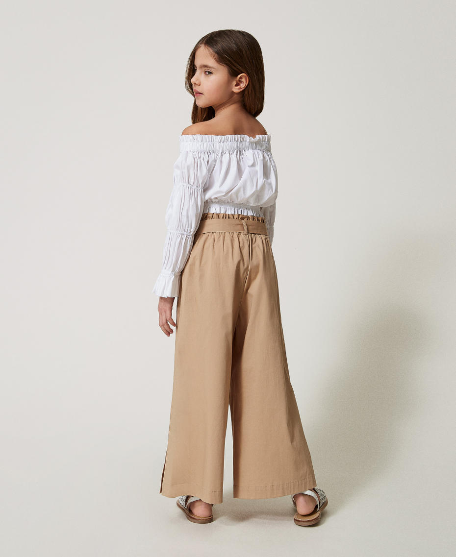 Poplin palazzo trousers Beige Hemp Girl 251GJ2425_00310_03