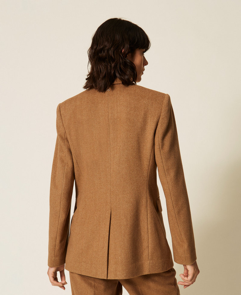 Fischgrat-Blazer aus Wollmischung Toffee Herringbone Frau 262AT2260_14041_03