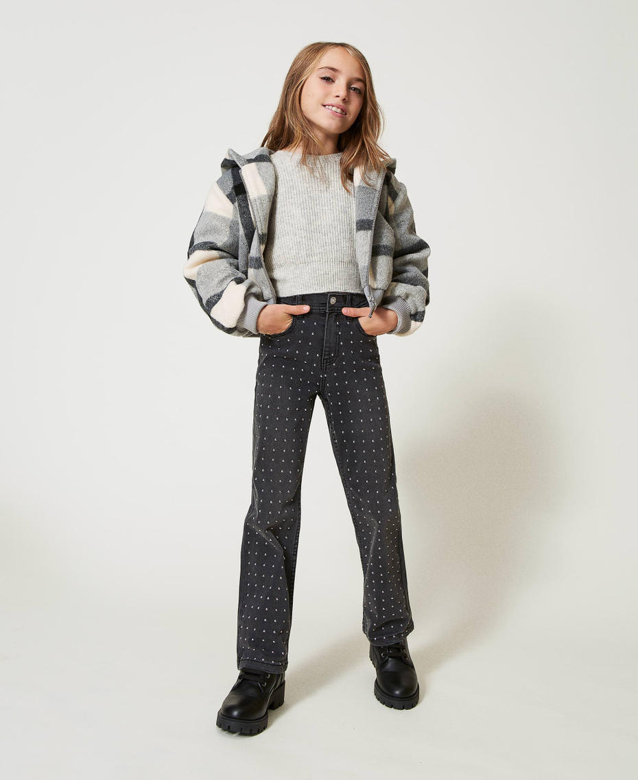 Five-pocket jeans with studs Old Black Denim Girl 242GJ2272_11835_01