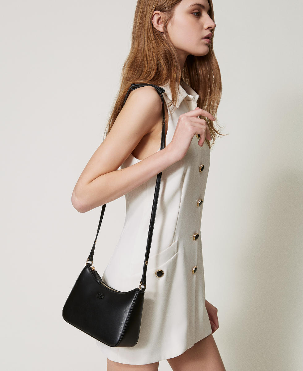 Mini hobo bag with logo Black Woman 251TH7021_00006_T0