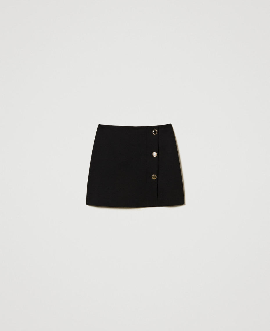 Miniskirt with jewel buttons Black Woman 251TP2135_00006_S0