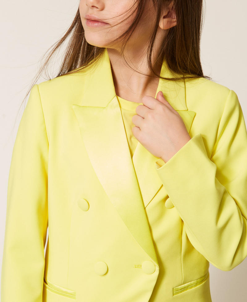 Cr&ecirc;pe and duchess blazer Limelight Yellow Girl 261GJ2Q55_06210_04
