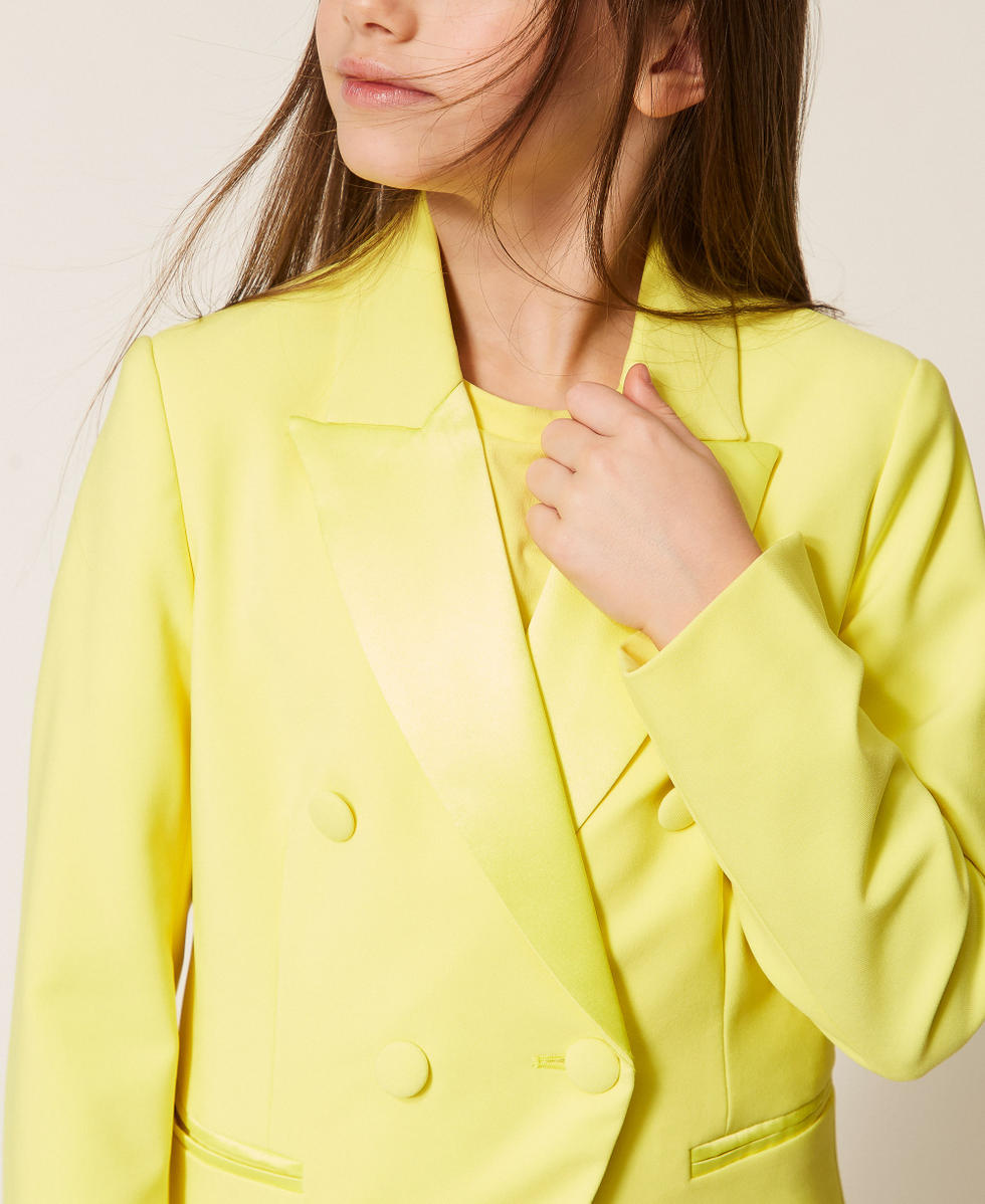 Cr&ecirc;pe and duchess blazer Limelight Yellow Girl 261GJ2Q55_06210_04