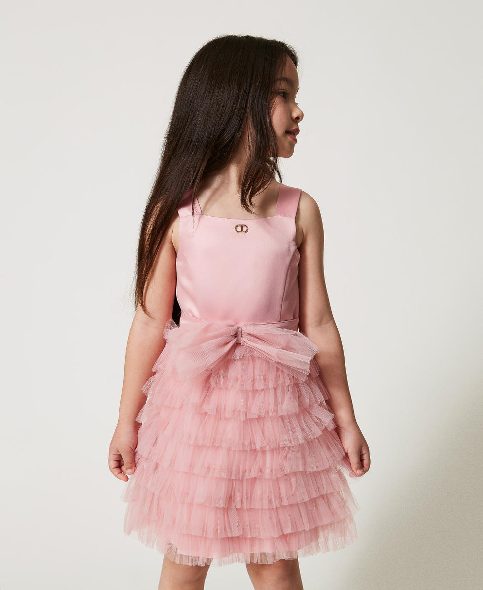 Abito corto in duchesse e tulle Sweet Rose Bambina 251GJ2QS0_00533_01