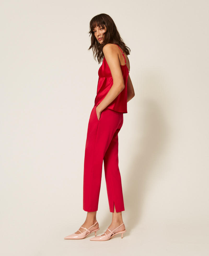 Cigarette trousers with slits Magenta Red Woman 261AP2148_13160_01