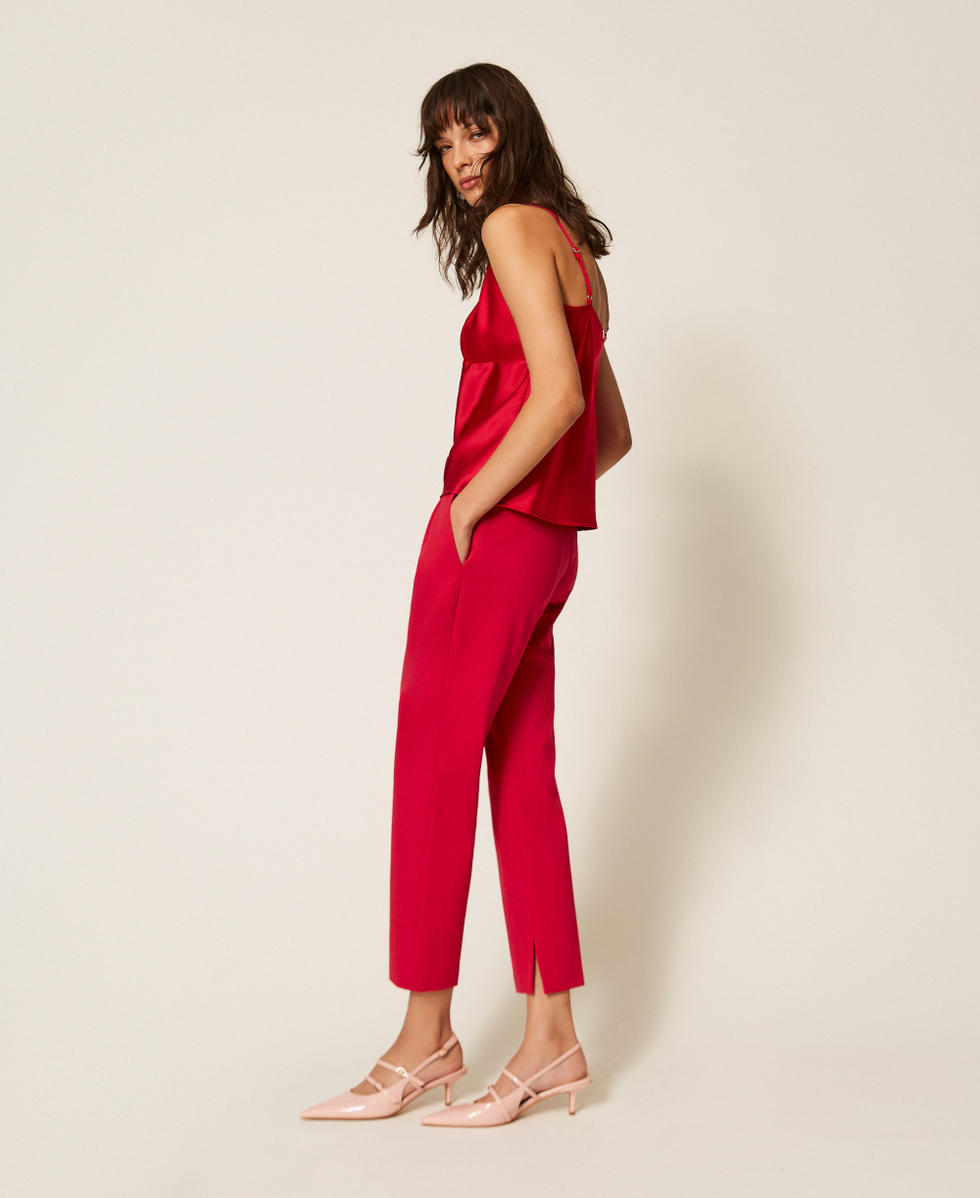 Cigarette trousers with slits Magenta Red Woman 261AP2148_13160_01