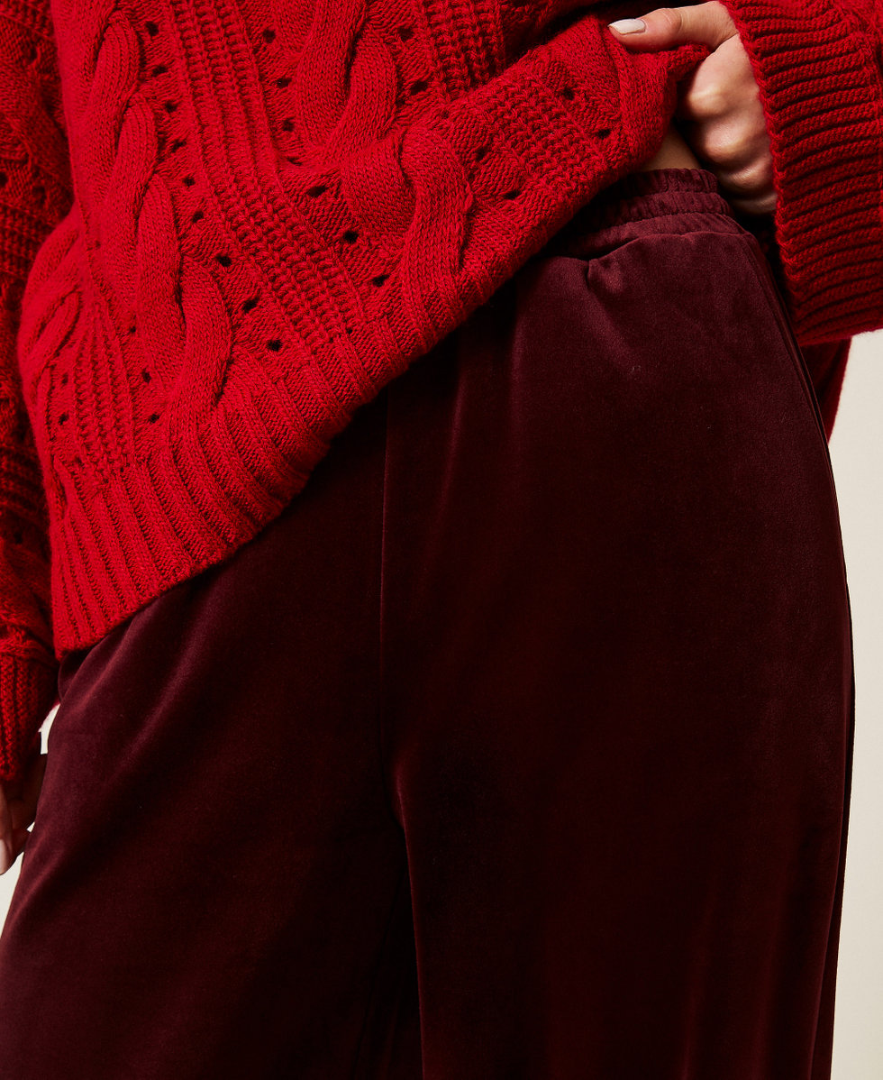Wide chenille trousers Red Wine Woman 252LL2KEE_12818_04