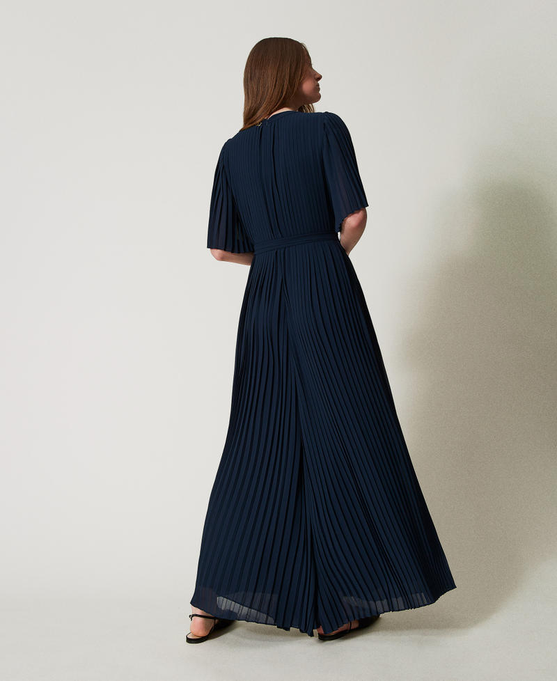 Long crêpe georgette jumpsuit Blue Night Woman 251TP2050_00238_03