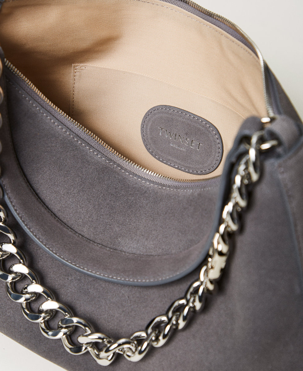 'Liliane' medium suede bag Medium Melange Grey/Nickel Woman 252TB7162_12830_03