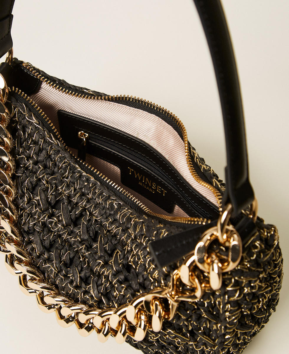 Medium crocheted raffia Liliane bag Black Woman 261TD8081_00006_04