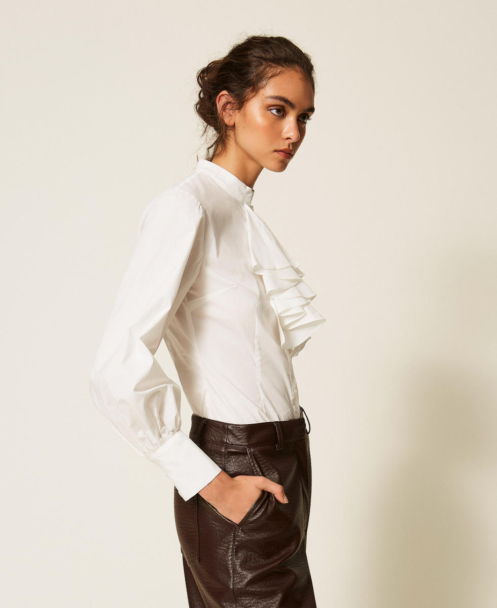 Poplin shirt with ruffles Off White Woman 262AP2410_00526_02