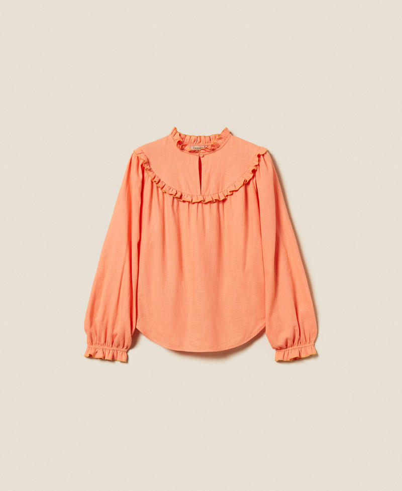 Linen blend blouse with ruffles Peach Amber Woman 261TF2025_13417_S0