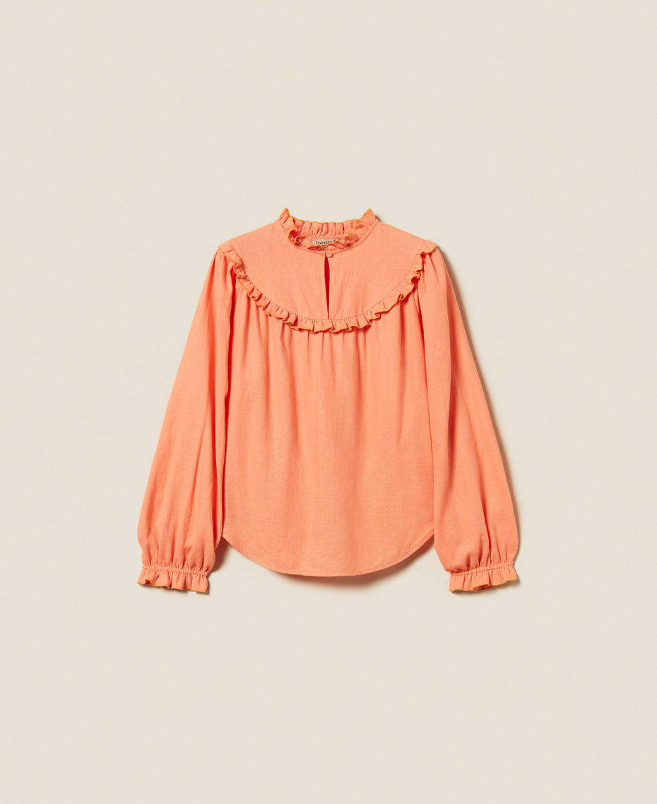 Linen blend blouse with ruffles Peach Amber Woman 261TF2025_13417_S0