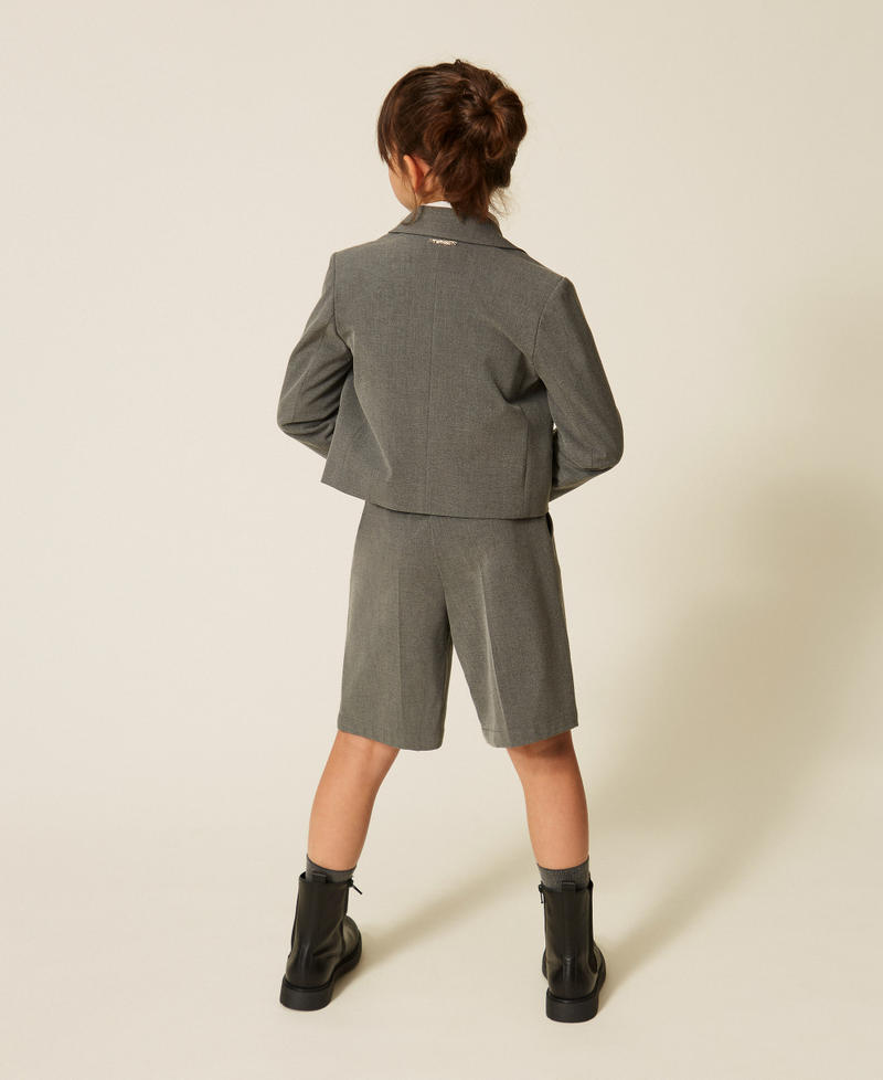 Flannel jacket with embroidered logo Mid Grey Melange Girl 262GJ2185_12838_03