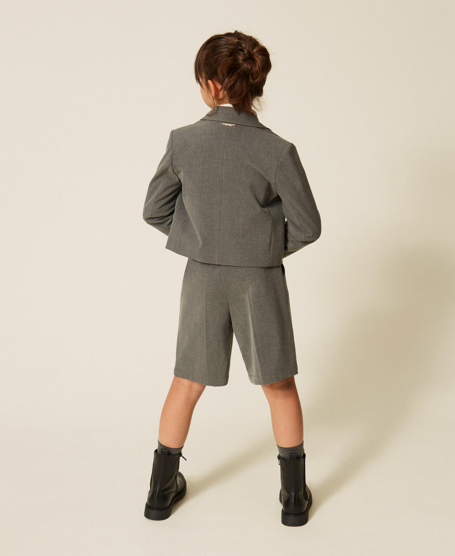 Flannel jacket with embroidered logo Mid Grey Melange Girl 262GJ2185_12838_03