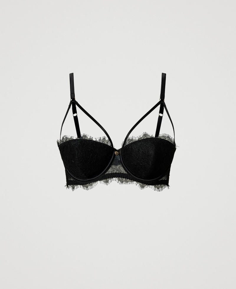Lace and satin balconette bra