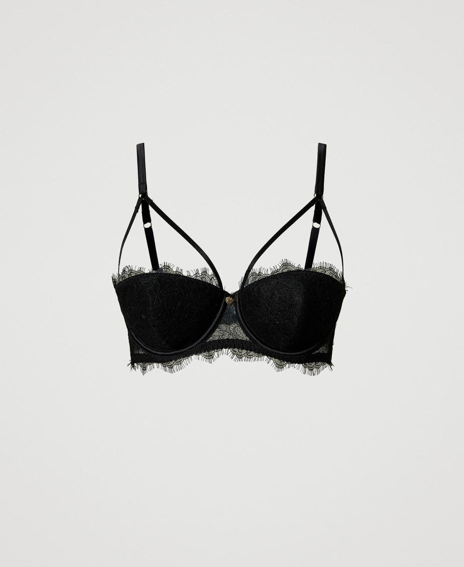 Lace and satin balconette bra Black Woman 242LL6J33_00006_S0
