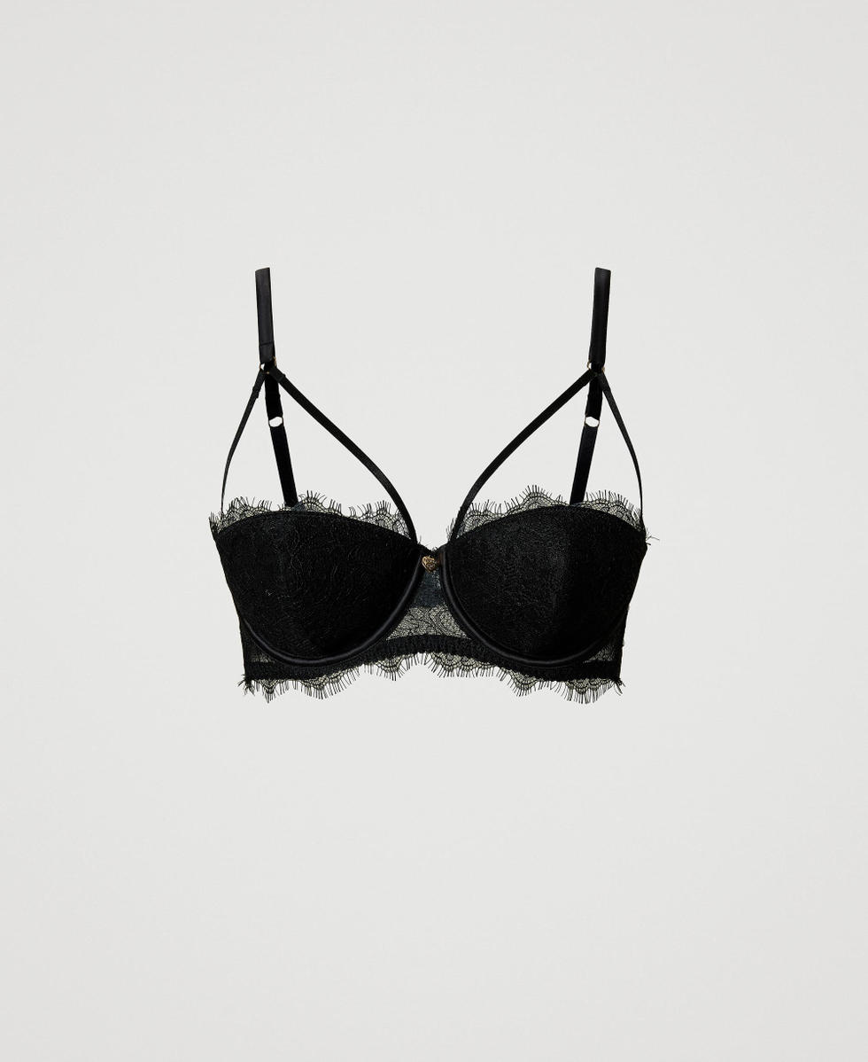 Soutien-gorge corbeille en dentelle et satin Noir Femme 242LL6J33_00006_S0